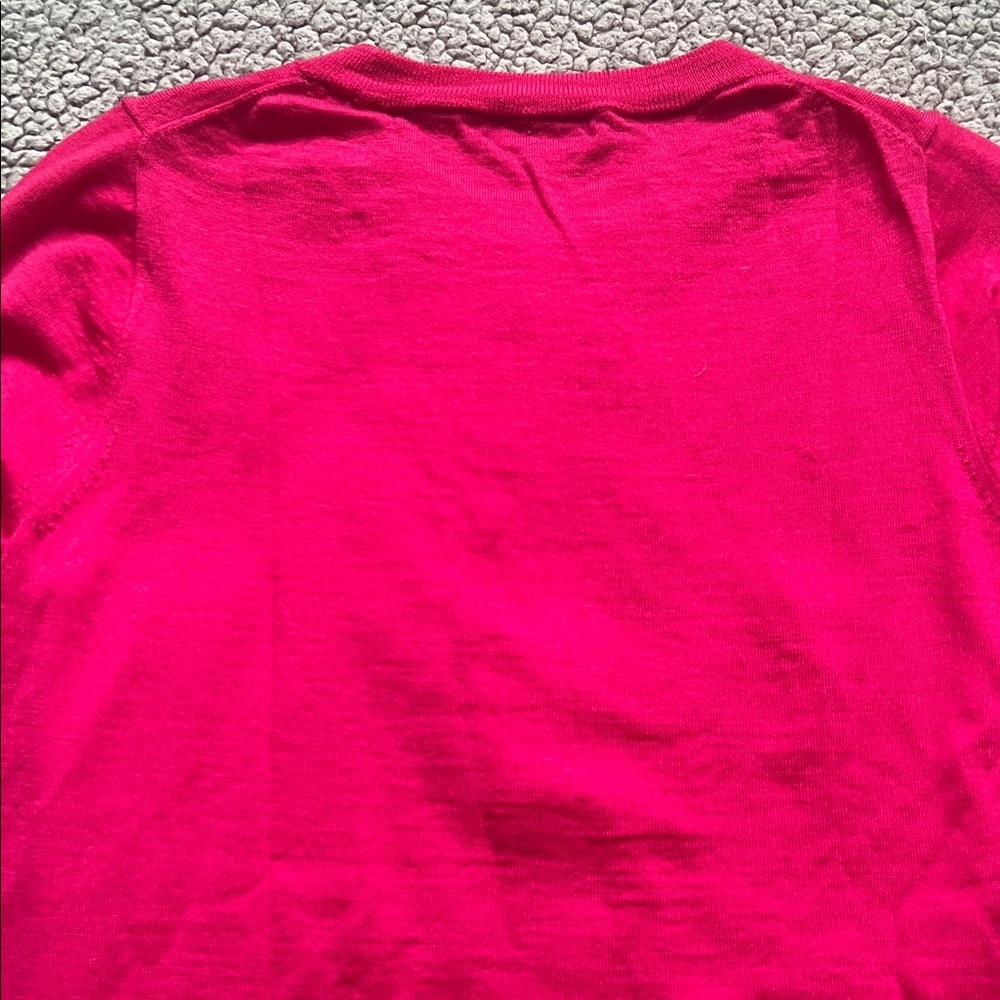 Bright Pink Ruffle-Front Crewneck Sweater - Picture 8 of 9